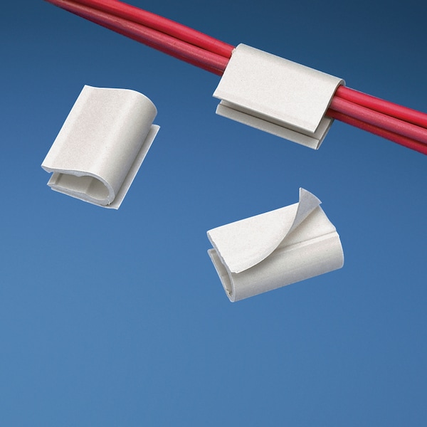 Cable Clip, NORYL, 0.33 in Bundle Dia., White, 1 in L, 100 PK